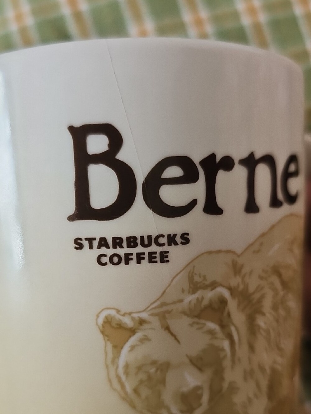 Starbucks White Mug with Green Accent and Beige Bear Illustration - Picture 5 of 6